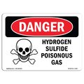 Signmission OSHA Danger Sign, 7" Height, 10" Width, Rigid Plastic, Hydrogen Sulfide Poisonous Gas, Landscape OS-DS-P-710-L-1369